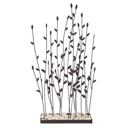 31" Black Iron Contemporary Decorative Plant Sculpture